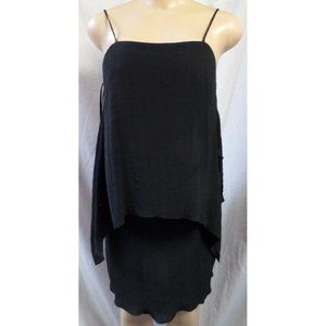 NWT ANN TAYLOR BLACK OVERLAY TOP SPAQHETTI STRAPS SHIFT GAUZY DRESS SIZE: 12